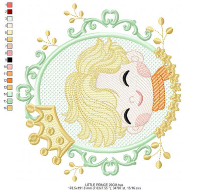 The Little Prince embroidery design - Little Prince with crown machine embroidery pattern - Baby boy and girl Fairytale file - Instant digital download pes jef Marcia Embroidery