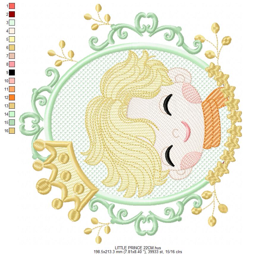 The Little Prince embroidery design - Little Prince with crown machine embroidery pattern - Baby boy and girl Fairytale file - Instant digital download pes jef Marcia Embroidery