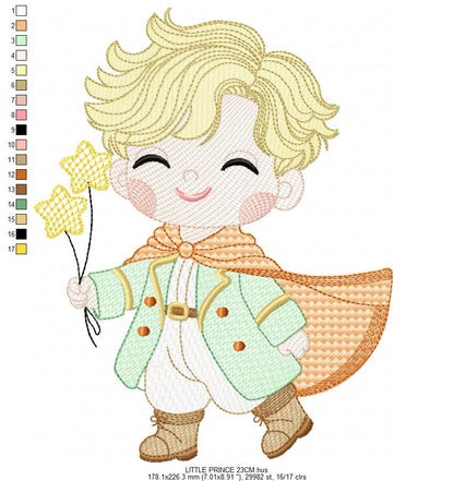 The Little Prince embroidery design - Little Prince with stars machine embroidery pattern - Baby boy and girl Fairytale file - Instant digital download pes jef Marcia Embroidery