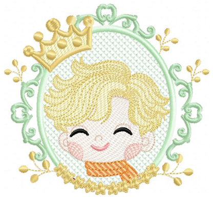 The Little Prince embroidery design - Little Prince with crown machine embroidery pattern - Baby boy and girl Fairytale file - Instant digital download pes jef Marcia Embroidery