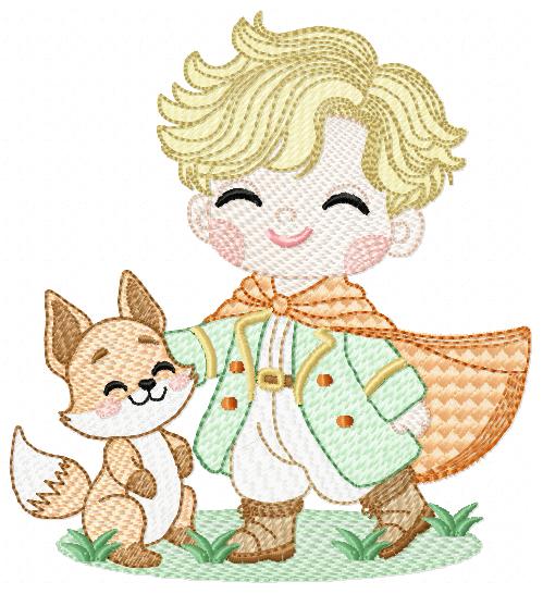 The Little Prince embroidery design - Little Prince with fox machine embroidery pattern - Baby boy and girl Fairytale file - Instant digital download pes jef
