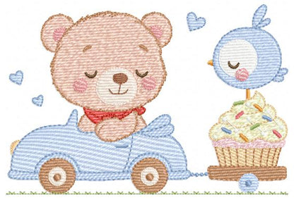 Bear with F1 car embroidery designs - F1 Pilot Bear machine embroidery pattern - Baby boy file - Instant digital download pes jef dst hus (Copy) Marcia Embroidery