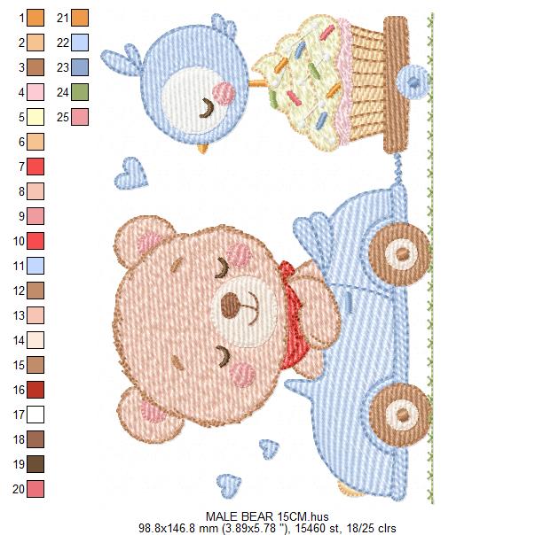 Bear with F1 car embroidery designs - F1 Pilot Bear machine embroidery pattern - Baby boy file - Instant digital download pes jef dst hus (Copy) Marcia Embroidery