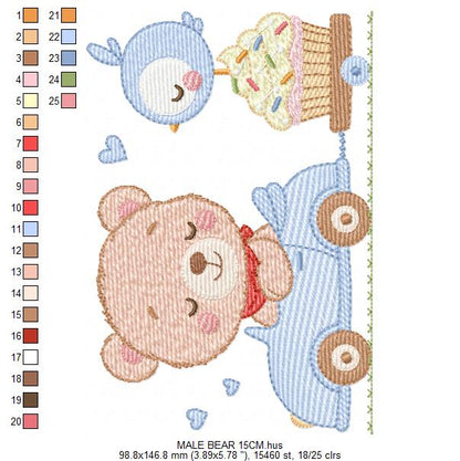 Bear with F1 car embroidery designs - F1 Pilot Bear machine embroidery pattern - Baby boy file - Instant digital download pes jef dst hus (Copy) Marcia Embroidery