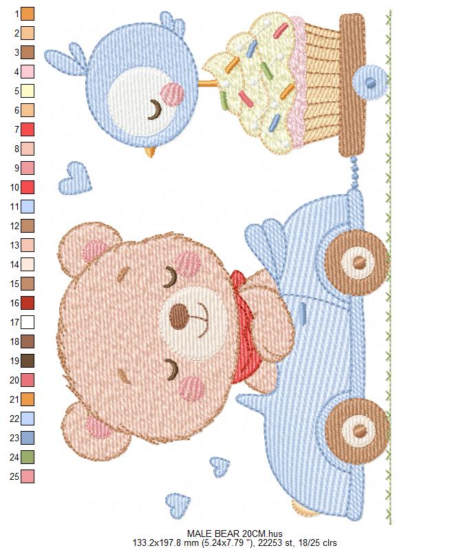Bear with F1 car embroidery designs - F1 Pilot Bear machine embroidery pattern - Baby boy file - Instant digital download pes jef dst hus (Copy) Marcia Embroidery