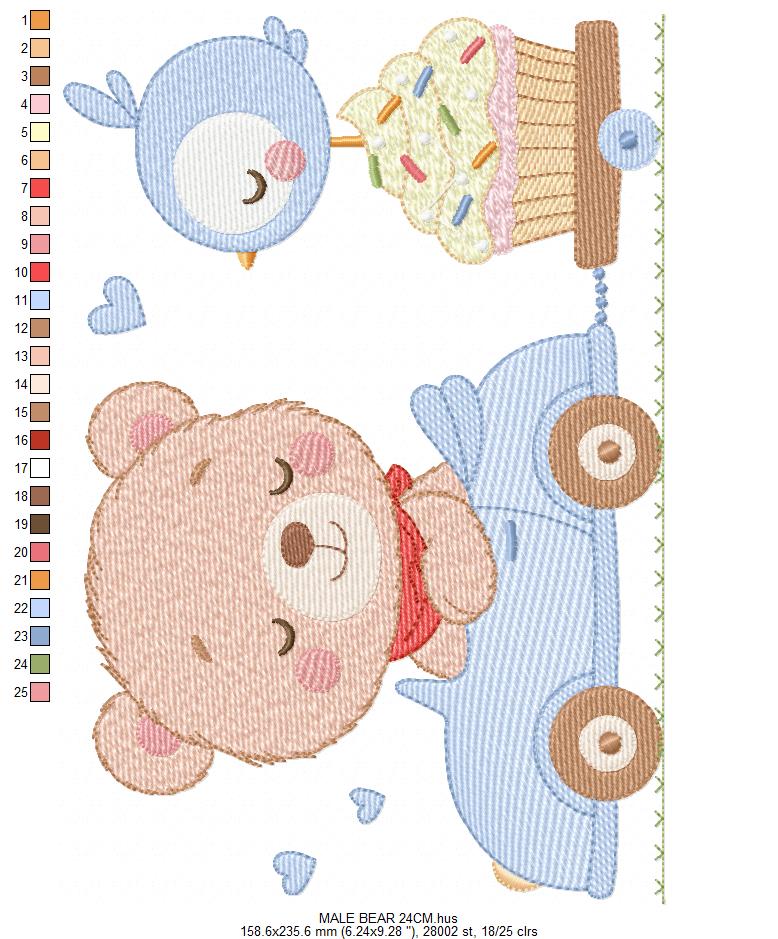 Bear with F1 car embroidery designs - F1 Pilot Bear machine embroidery pattern - Baby boy file - Instant digital download pes jef dst hus (Copy) Marcia Embroidery