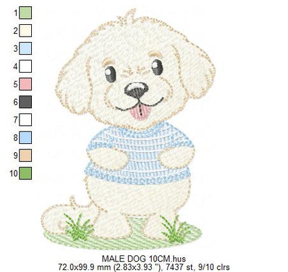 Male Dog embroidery designs - Happy running dog embroidery design machine embroidery pattern - Puppy embroidery file - instant download pes (Copy) Marcia Embroidery