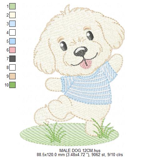 Male Dog embroidery designs - Happy running dog embroidery design machine embroidery pattern - Puppy embroidery file - instant download pes (Copy) Marcia Embroidery