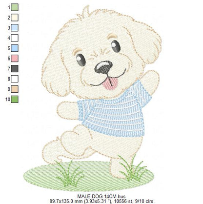 Male Dog embroidery designs - Happy running dog embroidery design machine embroidery pattern - Puppy embroidery file - instant download pes (Copy) Marcia Embroidery