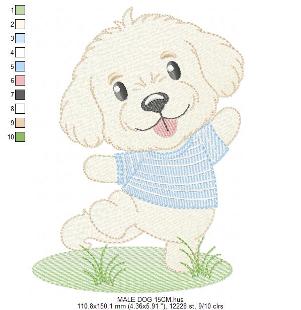 Male Dog embroidery designs - Happy running dog embroidery design machine embroidery pattern - Puppy embroidery file - instant download pes (Copy) Marcia Embroidery