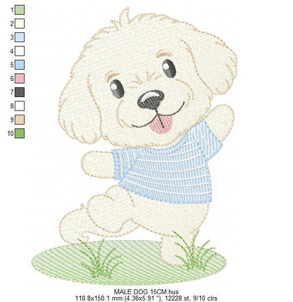 Male Dog embroidery designs - Happy running dog embroidery design machine embroidery pattern - Puppy embroidery file - instant download pes (Copy) Marcia Embroidery