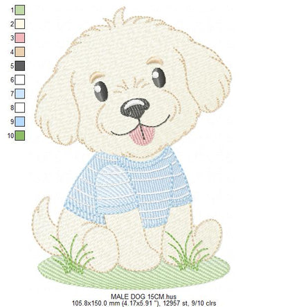 Male Dog embroidery designs - Happy running dog embroidery design machine embroidery pattern - Puppy embroidery file - instant download pes (Copy) (Copy) Marcia Embroidery