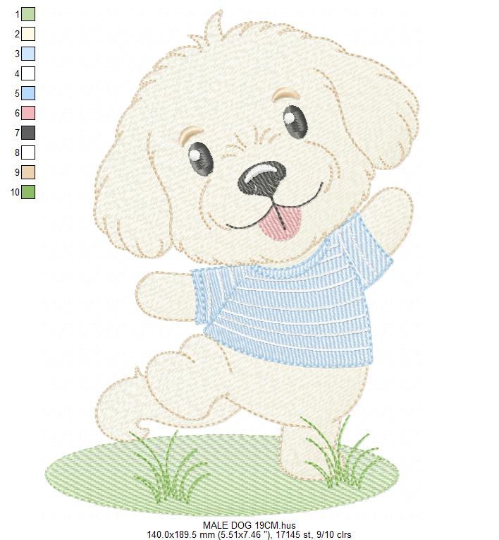 Male Dog embroidery designs - Happy running dog embroidery design machine embroidery pattern - Puppy embroidery file - instant download pes (Copy) Marcia Embroidery
