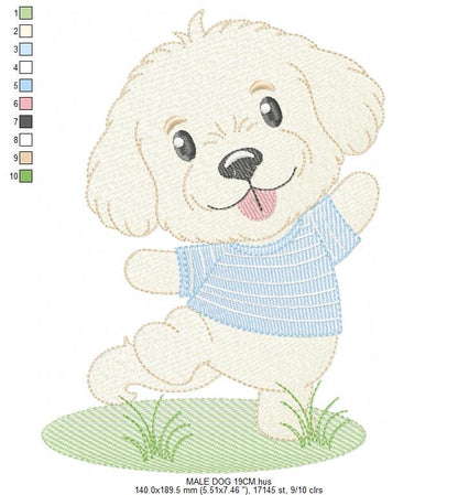 Male Dog embroidery designs - Happy running dog embroidery design machine embroidery pattern - Puppy embroidery file - instant download pes (Copy) Marcia Embroidery