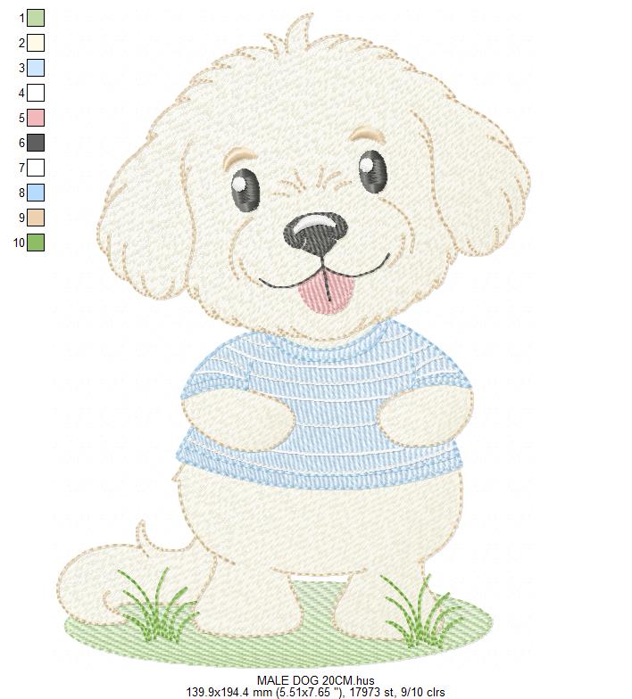 Male Dog embroidery designs - Happy running dog embroidery design machine embroidery pattern - Puppy embroidery file - instant download pes (Copy) Marcia Embroidery