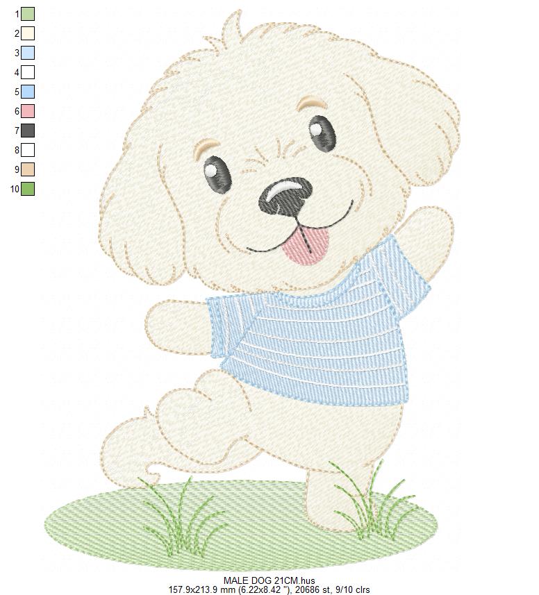 Male Dog embroidery designs - Happy running dog embroidery design machine embroidery pattern - Puppy embroidery file - instant download pes (Copy) Marcia Embroidery