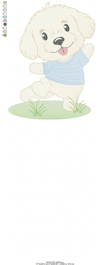 Male Dog embroidery designs - Happy running dog embroidery design machine embroidery pattern - Puppy embroidery file - instant download pes (Copy) Marcia Embroidery