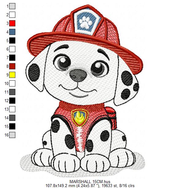 Paw Patrol embroidery designs - Dog Marshall machine embroidery patterns - Baby Girl Boy file - Instant digital download pes jef dst exp hus vp3 - Zuma Chase Rubble Skye Marshall Everest Ryder Rocky - Marcia Embroidery