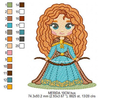 Brave Princess Merida embroidery designs - Disney Princess machine embroidery patterns - Baby girl boy file - Instant digital download pes jef dst exp hus vp3 (Copy) Marcia Embroidery