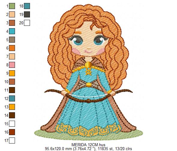 Brave Princess Merida embroidery designs - Disney Princess machine embroidery patterns - Baby girl boy file - Instant digital download pes jef dst exp hus vp3 (Copy) Marcia Embroidery