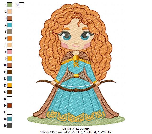 Brave Princess Merida embroidery designs - Disney Princess machine embroidery patterns - Baby girl boy file - Instant digital download pes jef dst exp hus vp3 (Copy) Marcia Embroidery