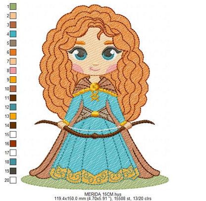 Brave Princess Merida embroidery designs - Disney Princess machine embroidery patterns - Baby girl boy file - Instant digital download pes jef dst exp hus vp3 (Copy) Marcia Embroidery