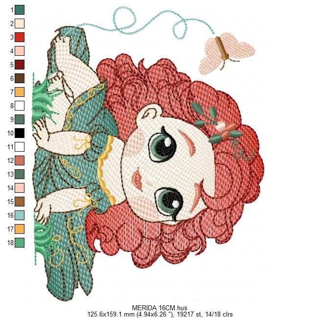 Brave Princess Merida embroidery designs - Disney Princess machine embroidery patterns - Baby girl boy file - Instant digital download pes jef dst exp hus vp3 - Marcia Embroidery