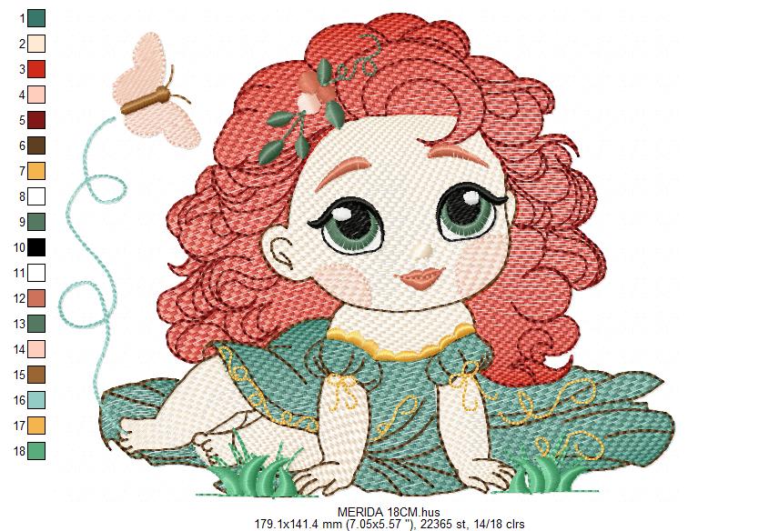 Brave Princess Merida embroidery designs - Disney Princess machine embroidery patterns - Baby girl boy file - Instant digital download pes jef dst exp hus vp3 - Marcia Embroidery