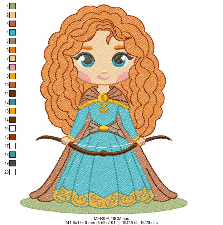 Brave Princess Merida embroidery designs - Disney Princess machine embroidery patterns - Baby girl boy file - Instant digital download pes jef dst exp hus vp3 (Copy) Marcia Embroidery