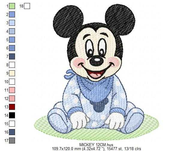 Baby Mickey embroidery design - Mickey Mouse machine embroidery pattern - Baby Boy file - Instant digital download pes jef dst