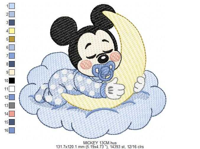 Baby Mickey embroidery design - Mickey Mouse machine embroidery pattern - Baby Boy file - Instant digital download pes jef dst