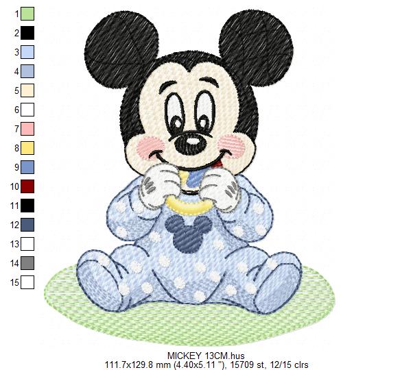Baby Mickey embroidery design - Mickey Mouse machine embroidery pattern - Baby Boy file - Instant digital download pes jef dst