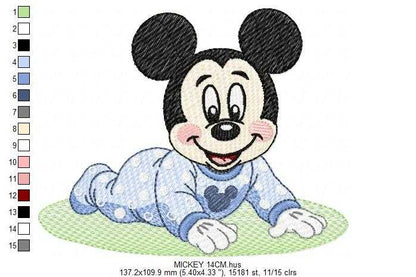 Baby Mickey embroidery design - Mickey Mouse machine embroidery pattern - Baby Boy file - Instant digital download pes jef dst