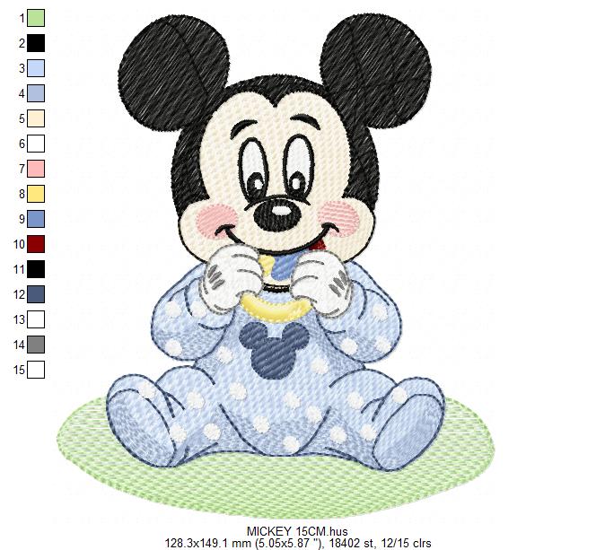 Baby Mickey embroidery design - Mickey Mouse machine embroidery pattern - Baby Boy file - Instant digital download pes jef dst