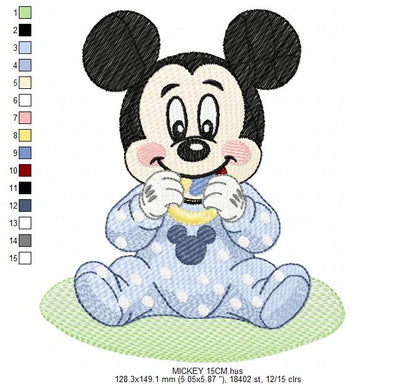 Baby Mickey embroidery design - Mickey Mouse machine embroidery pattern - Baby Boy file - Instant digital download pes jef dst