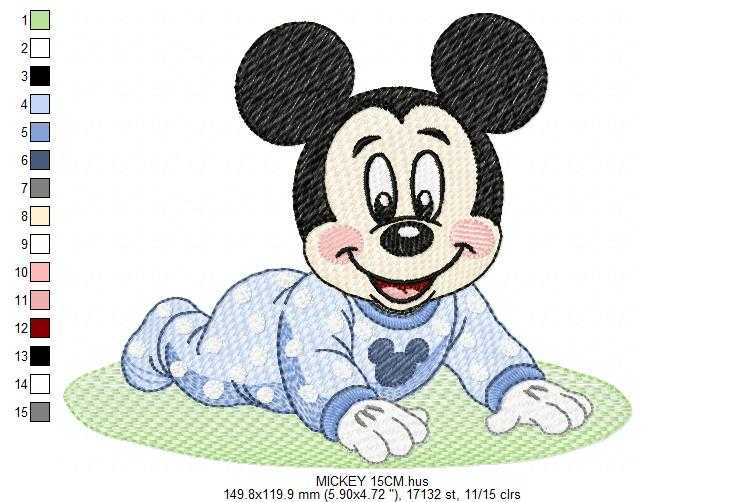 Baby Mickey embroidery design - Mickey Mouse machine embroidery pattern - Baby Boy file - Instant digital download pes jef dst