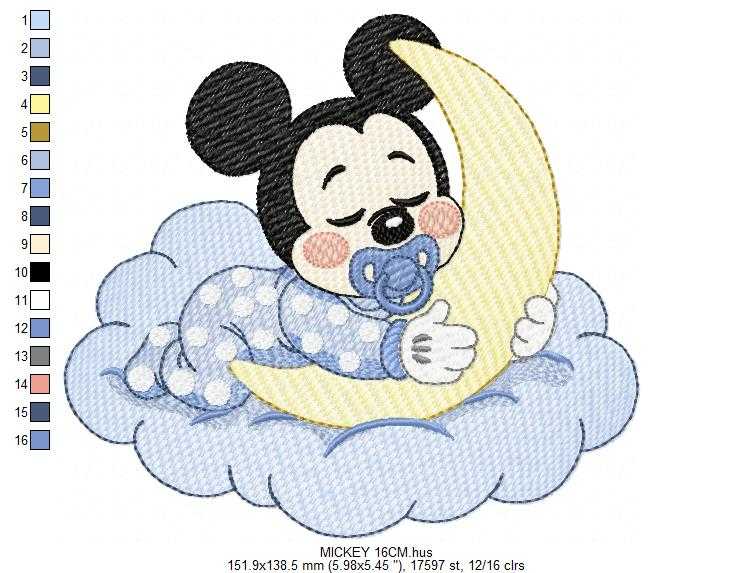 Baby Mickey embroidery design - Mickey Mouse machine embroidery pattern - Baby Boy file - Instant digital download pes jef dst