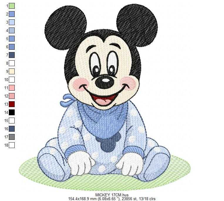 Baby Mickey embroidery design - Mickey Mouse machine embroidery pattern - Baby Boy file - Instant digital download pes jef dst