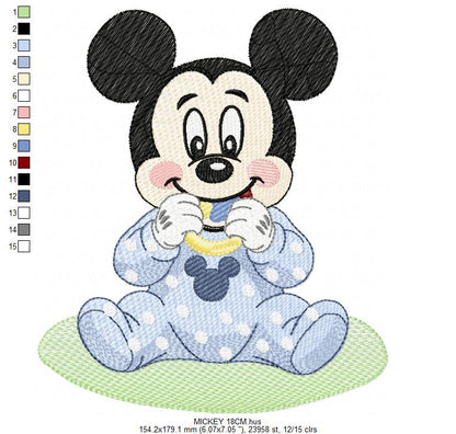 Baby Mickey embroidery design - Mickey Mouse machine embroidery pattern - Baby Boy file - Instant digital download pes jef dst