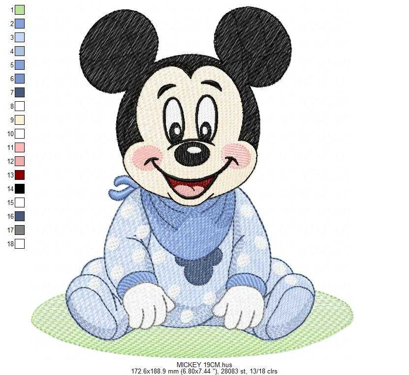 Baby Mickey embroidery design - Mickey Mouse machine embroidery pattern - Baby Boy file - Instant digital download pes jef dst