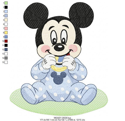Baby Mickey embroidery design - Mickey Mouse machine embroidery pattern - Baby Boy file - Instant digital download pes jef dst