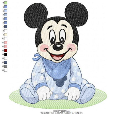 Baby Mickey embroidery design - Mickey Mouse machine embroidery pattern - Baby Boy file - Instant digital download pes jef dst