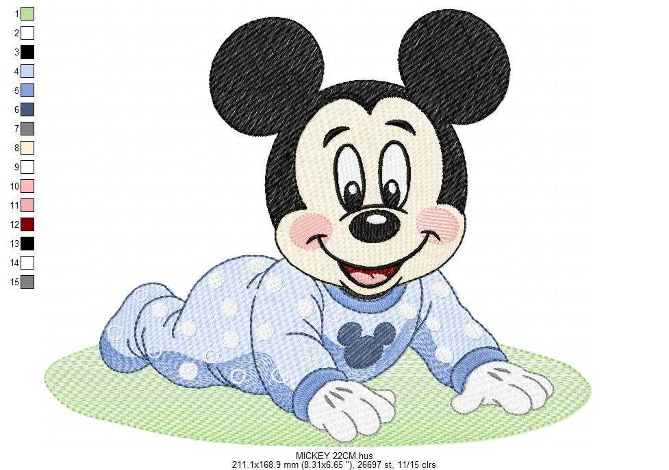 Baby Mickey embroidery design - Mickey Mouse machine embroidery pattern - Baby Boy file - Instant digital download pes jef dst