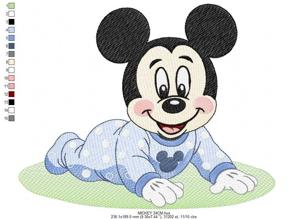 Baby Mickey embroidery design - Mickey Mouse machine embroidery pattern - Baby Boy file - Instant digital download pes jef dst