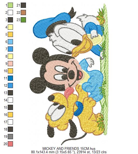 Mickey and Friends embroidery design - Mickey Donald and Pluto machine embroidery pattern - Baby Boy and girl file - Instant digital download pes jef - Marcia Embroidery