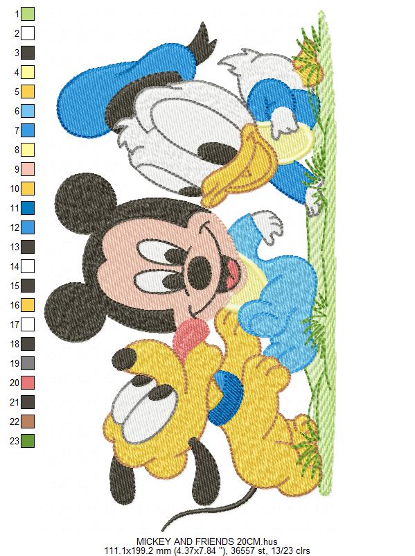 Mickey and Friends embroidery design - Mickey Donald and Pluto machine embroidery pattern - Baby Boy and girl file - Instant digital download pes jef - Marcia Embroidery