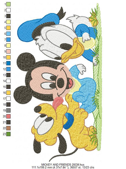 Mickey and Friends embroidery design - Mickey Donald and Pluto machine embroidery pattern - Baby Boy and girl file - Instant digital download pes jef - Marcia Embroidery