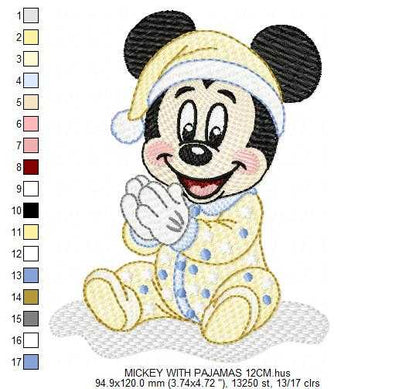 Baby Mickey embroidery design - Mickey Mouse machine embroidery pattern - Baby Boy file - Instant digital download pes jef dst