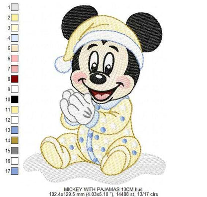 Baby Mickey embroidery design - Mickey Mouse machine embroidery pattern - Baby Boy file - Instant digital download pes jef dst