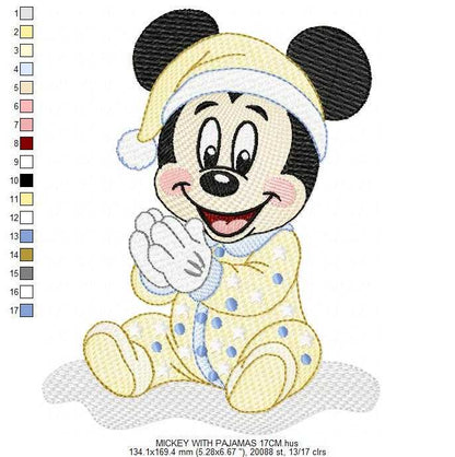 Baby Mickey embroidery design - Mickey Mouse machine embroidery pattern - Baby Boy file - Instant digital download pes jef dst